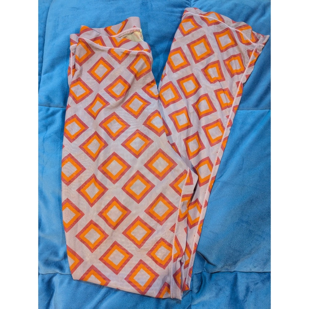 Free People Barely There Mesh Flare Lounge Pants Geometric Pink Orange Small